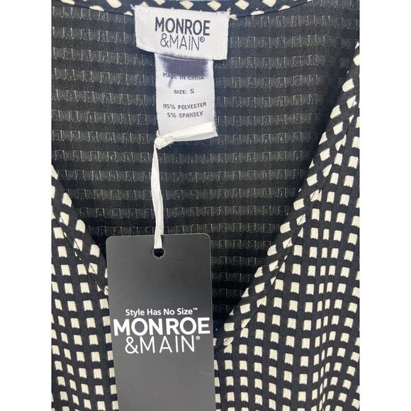 Monroe and Main NEW Black Stretch Tie Front Sheath Dress Size SMALL Black White - Picture 4 of 5